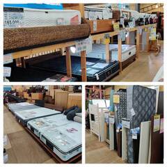 【愛品倶楽部柏店】クイーンベッド 「F: 囲い型 スノコ床板」「M:SEVEN BED 中央分割ボンネルマットレス」 フレーム＆マットレスSETの画像