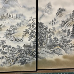 【1週間限定】昭和レトロ　襖4枚組　山水画の画像
