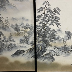 【1週間限定】昭和レトロ　襖4枚組　山水画の画像