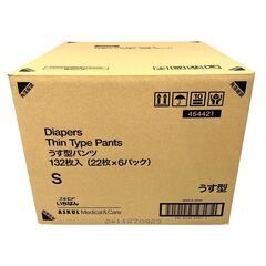 25C454_ジ5【未開梱】ASKUL アスクル エルモアいちばん　うす型パンツSサイズ 1箱（22枚×6パック入）454421 大人用おむつ 紙パンツ の画像