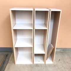 棚　カラーボックス　木目　ウッド　ホワイト　白　3つセットの画像