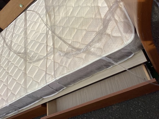 中古　極厚マットレス付き　引き出し収納ダブルベット　引き取り限定