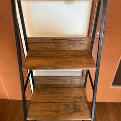 激安/期間限定/木製と金属の4段ラダーシェルフの画像