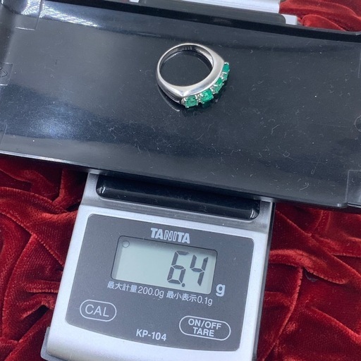 Pt900 エメラルドリング　1.12ct ダイヤ 0.06ct 6.4g 約11.5号