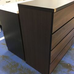 ★リユースのサカイ横浜南店★YM1456 三幸ジャパン 4段チェスト ブラウン W120×D45×H95 クリーニング済みの画像