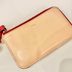 クロエ/Chloe フラグメントケース カードケース限定カラーベージュ/レッドの画像