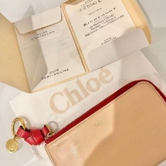 クロエ/Chloe フラグメントケース カードケース限定カラーベージュ/レッドの画像