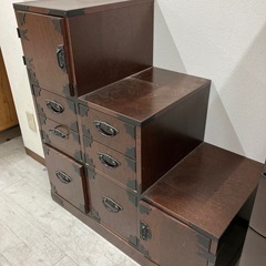 階段チェスト　4段　木製 ダークブラウン【トレファク堺福田店】の画像