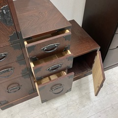 階段チェスト　4段　木製 ダークブラウン【トレファク堺福田店】の画像