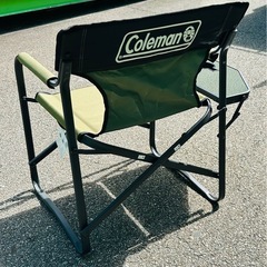 新品タグ付【Coleman】コールマン サイドテーブル付デッキチェア オリーブ　アウトドアの画像