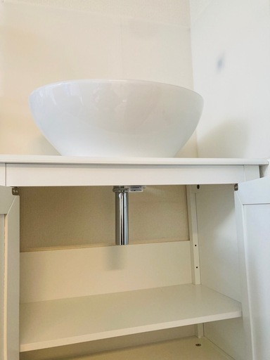 簡易洗面台　ドレッサー　陶器洗面器　排水