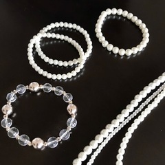 【2点セット】 パール　3連 ネックレス　ブレスレット　ビーズ の画像