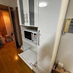 食器棚 電子レンジ台付き ホワイトの画像