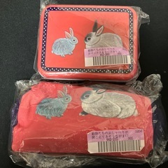 うさぎの缶ケース＆がま口ポーチの画像