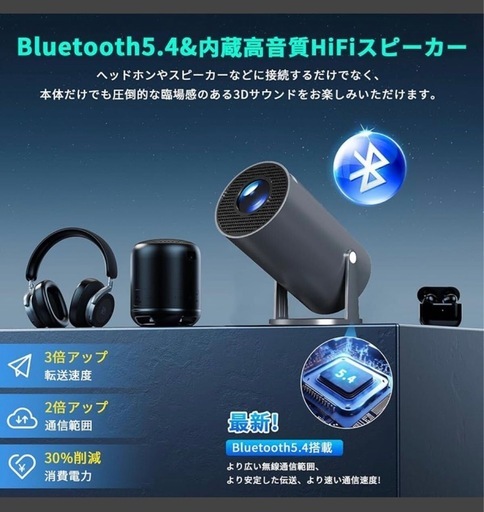 Auborプロジェクター　アイアングレー　1080HD 4K対応　 Bluetooth Wi-Fi6対応　 高輝度　 小型　YouTube Netflix Disney Amazon