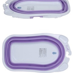 カリブ Karibu ベビーバス パープル　浴槽 折りたたみ式 赤ちゃん お風呂 水抜き栓付き 収納簡易 水遊び 沐浴の画像