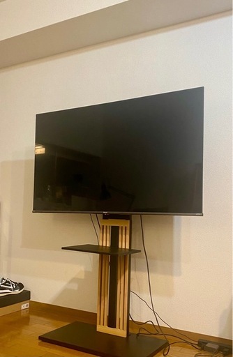 Hisense 55インチテレビ+木製オシャレテレビスタンドセット