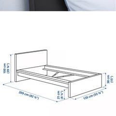 早いもの勝ち！値下げ交渉検討します。IKEA MALMマルム　セミダブル　ベッドフレーム　収納1つ付きの画像