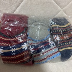 裏起毛ふかふか雪柄ソックス3足セットの画像