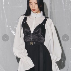 VIOLETTA フロントジップサテンビスチェ 黒　サテンの画像