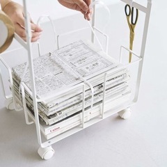 山崎実業 tower タワー ダンボール＆新聞ストッカー ホワイトの画像