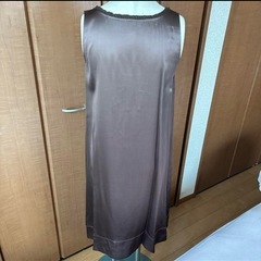 チョコ色ノースリーブワンピース　フリーサイズの画像