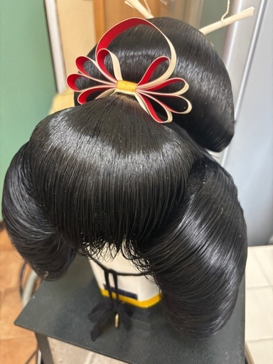 高級人毛日本髪かつら　ケース入り　演劇