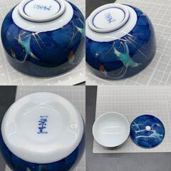 L378　有田焼/一栄窯 徳利 蓋つき湯呑 湯飲み茶碗 蓋物 ブルー系　酒器　茶器　中古美品 ヴィンテージ　伝統工芸品の画像