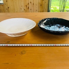 ⭐︎未使用⭐︎平大皿白黒2枚セット ハンドメイドの画像