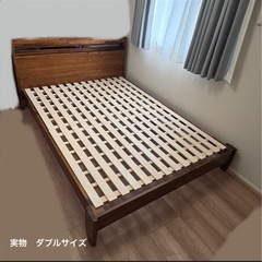 天然木アカシアベッドフレーム(キャビネットフレーム、ダブル)の画像