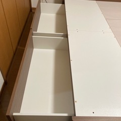 ニトリ ベッドフレーム ダブル 棚・サイド収納付き ミドルブラウンの画像