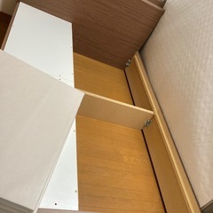 ニトリ ベッドフレーム ダブル 棚・サイド収納付き ミドルブラウンの画像