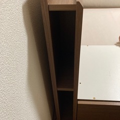ニトリ ベッドフレーム ダブル 棚・サイド収納付き ミドルブラウンの画像