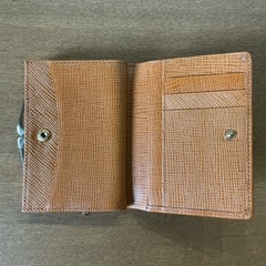 二つ折り財布👛コンパクトサイズ革製ヴィンテージがま口お財布茶色ゴールドの画像