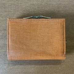二つ折り財布👛コンパクトサイズ革製ヴィンテージがま口お財布茶色ゴールドの画像