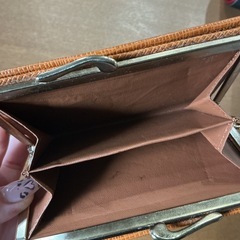 二つ折り財布👛コンパクトサイズ革製ヴィンテージがま口お財布茶色ゴールドの画像