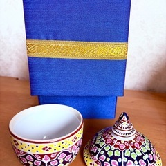 🏵️【約14,000円相当✨タイ王室御用達】ベンジャロン焼き 小物入れ（箱付き）🌸高級伝統工芸・贈答にも◎の画像