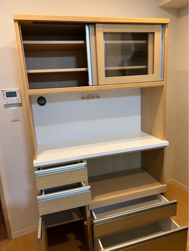 美品︎ レンジボード 食器棚 キッチン収納 ナフコ 幅104.5cm ライト 