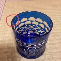 創作ガラス 江戸切子　藍色切子 コップ グラスの画像
