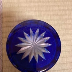 創作ガラス 江戸切子　藍色切子 コップ グラスの画像