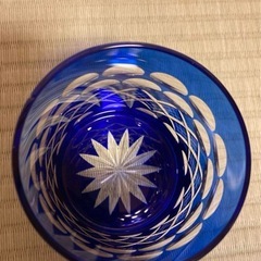 創作ガラス 江戸切子　藍色切子 コップ グラスの画像