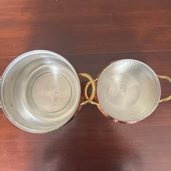 新品未使用オシャレな銅鍋2個セットキャンプにも似合う！の画像