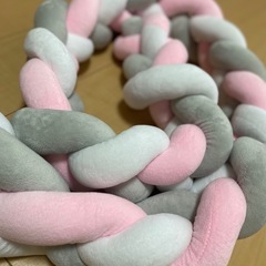 ベッドガード　ホワイト✖️ピンク✖️グレーの画像