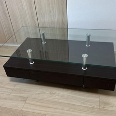 引き出し付きガラステーブル