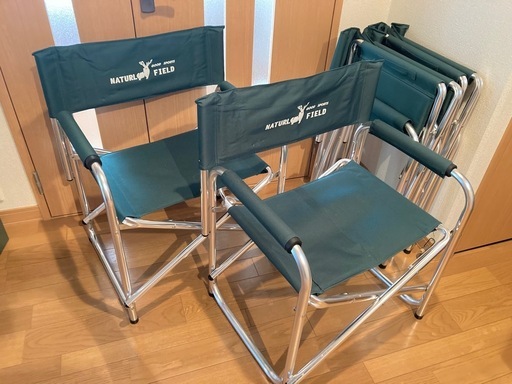 4脚セット アウトドア 折りたたみチェア ナチュラル フィールド グリーン