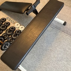 ☆筋トレ トレーニングセット 腹筋台 フラットベンチ  ダンベルセット ウェイトプレート の画像
