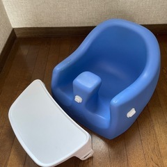 【現状品】 カリブ 椅子 ブルー ソフトチェアー トレイセット トレイ付 ブルー ベビーソファ ベビーチェアの画像