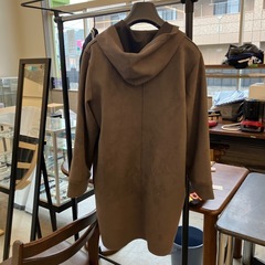 K2509-339 CAFii ボタンレス コート　フード付き ブラウン ゆったりサイズ 3Lサイズ  保管汚れ有り の画像