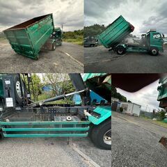 【車検付アームロール】HINO レンジャー アームロール ワンオーナー 箱付 ラジコン付 ETC FM/AM ラジオ エアコン 脱着装置付コンテナ エコモード ディーゼル メッキ フロントフォグランプ 電格ミラー アイドリングストップ フロア6MT 積載量3700kg 3人乗り 長さ583cm 幅223cm 高さ282cmの画像