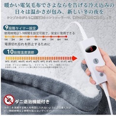 新品未使用✨️電気毛布 掛け敷き兼用 サイフランネル ふわふわ 電気ブランケット 丸洗い可の画像